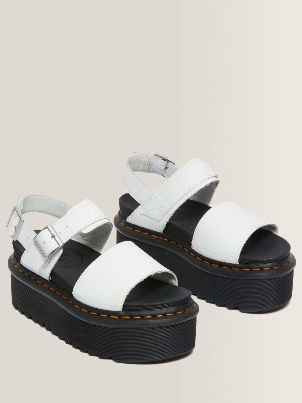 Dr. Martens Voss Womens Leather Strap Platform Sandals in White size 8 Leather